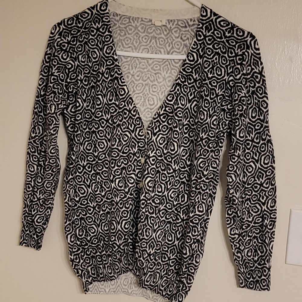 Lightweight J Crew Black and White Cardigan - M